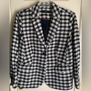 Talbots Black and White Houndstooth Blazer